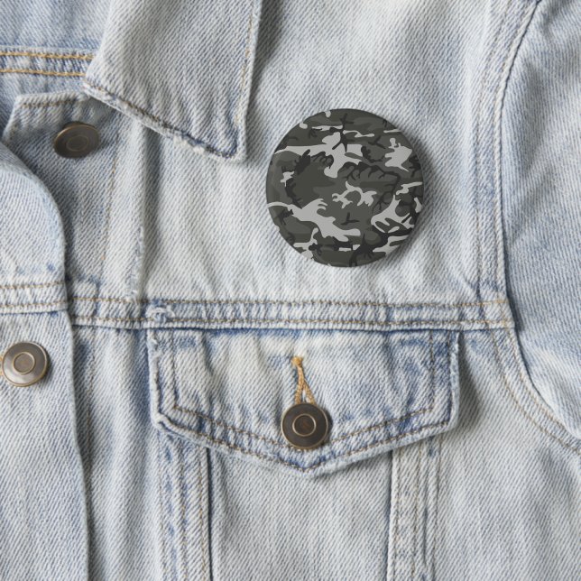 Gray Camouflage Pattern, Military Pattern, Army Button (In Situ)