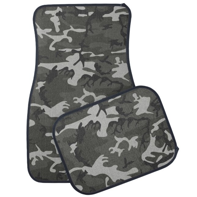 Gray Camouflage Pattern, Military Pattern, Army Car Floor Mat (Set)