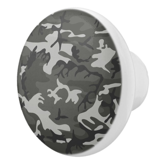 Gray Camouflage Pattern, Military Pattern, Army Ceramic Knob (Right)