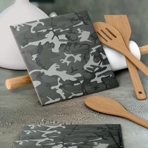 Gray Camouflage Pattern, Military Pattern, Army Ceramic Tile