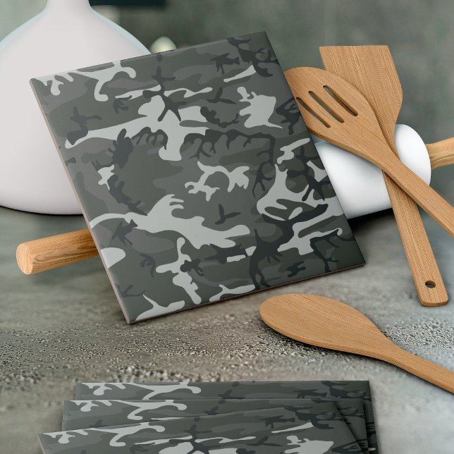 Gray Camouflage Pattern, Military Pattern, Army Ceramic Tile (Creator Uploaded)