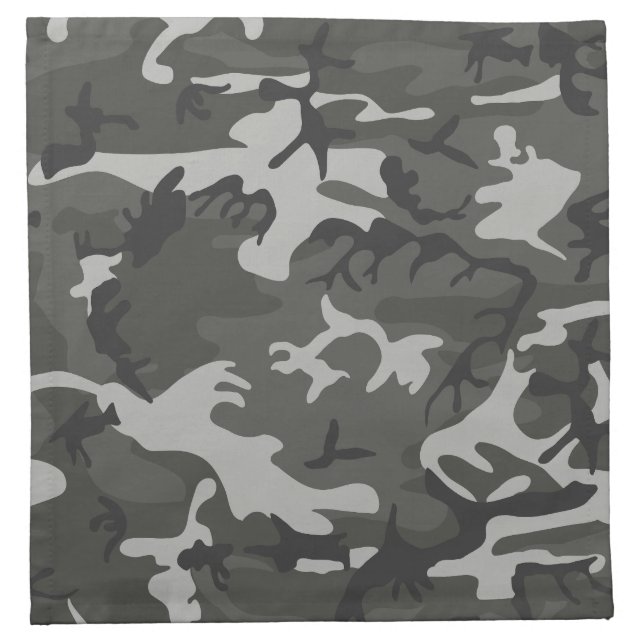 Gray Camouflage Pattern, Military Pattern, Army Cloth Napkin (Front)