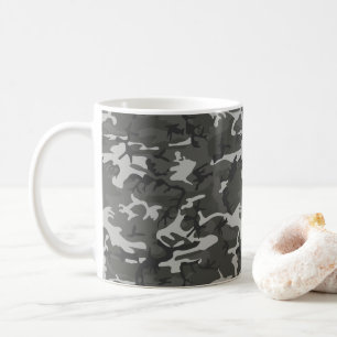 Gray Camouflage Pattern, Military Pattern, Army Coffee Mug