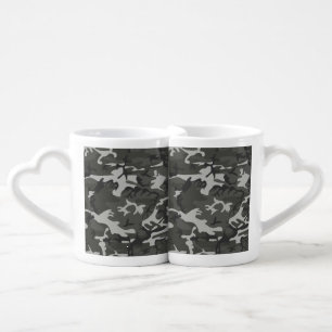 Gray Camouflage Pattern, Military Pattern, Army Coffee Mug Set