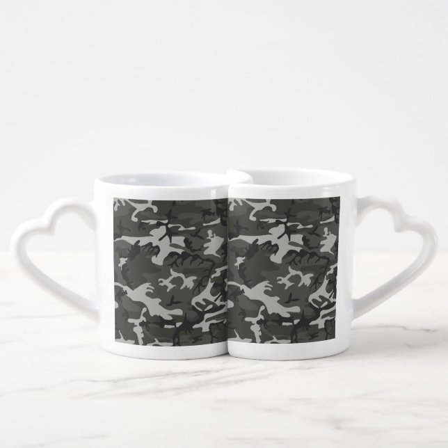 Gray Camouflage Pattern, Military Pattern, Army Coffee Mug Set (Front Nesting)
