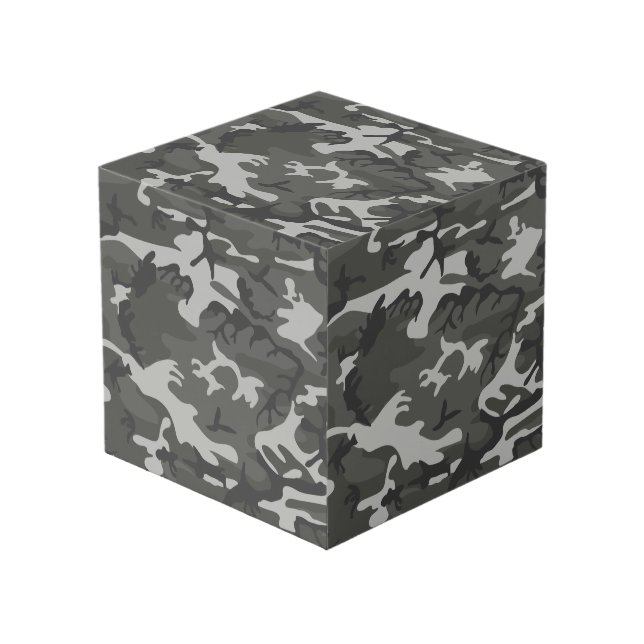 Gray Camouflage Pattern, Military Pattern, Army Cube (Front Angled)