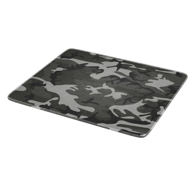 Gray Camouflage Pattern, Military Pattern, Army Cutting Board (Corner)