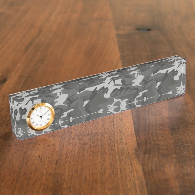 Gray Camouflage Pattern, Military Pattern, Army Desk Name Plate (Side)