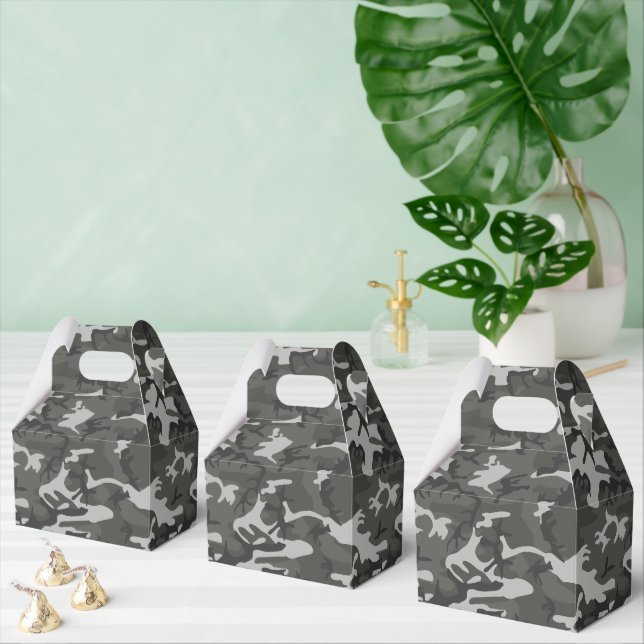 Gray Camouflage Pattern, Military Pattern, Army Favor Boxes (Multiple)
