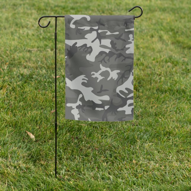 Gray Camouflage Pattern, Military Pattern, Army Garden Flag (In SItu)