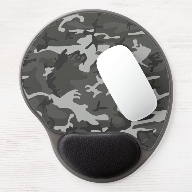 Gray Camouflage Pattern, Military Pattern, Army Gel Mouse Pad (Left Side)