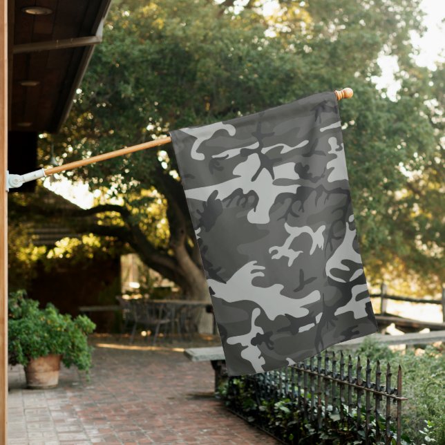 Gray Camouflage Pattern, Military Pattern, Army House Flag (In SItu)