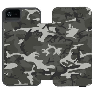Gray Camouflage Pattern, Military Pattern, Army iPhone SE/5/5s Wallet Case