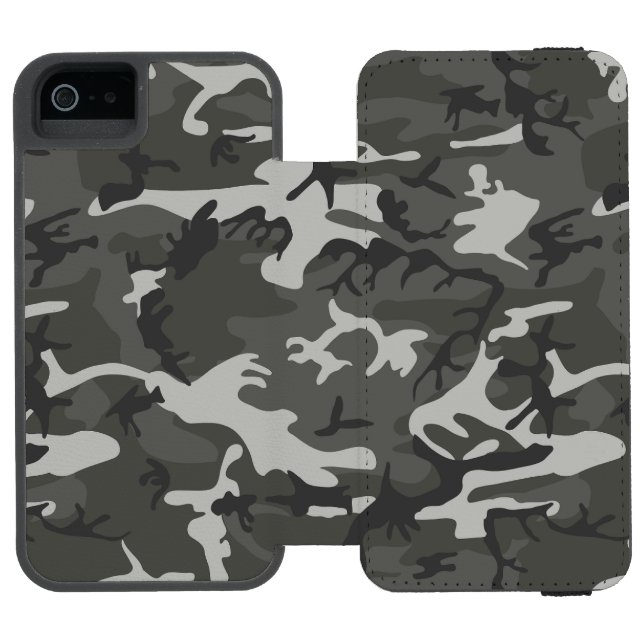 Gray Camouflage Pattern, Military Pattern, Army Incipio iPhone Wallet Case (Folio Open)