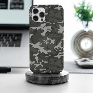 Gray Camouflage Pattern, Military Pattern, Army iPhone 15 Pro Max Case