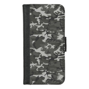Gray Camouflage Pattern, Military Pattern, Army iPhone 8/7 Wallet Case