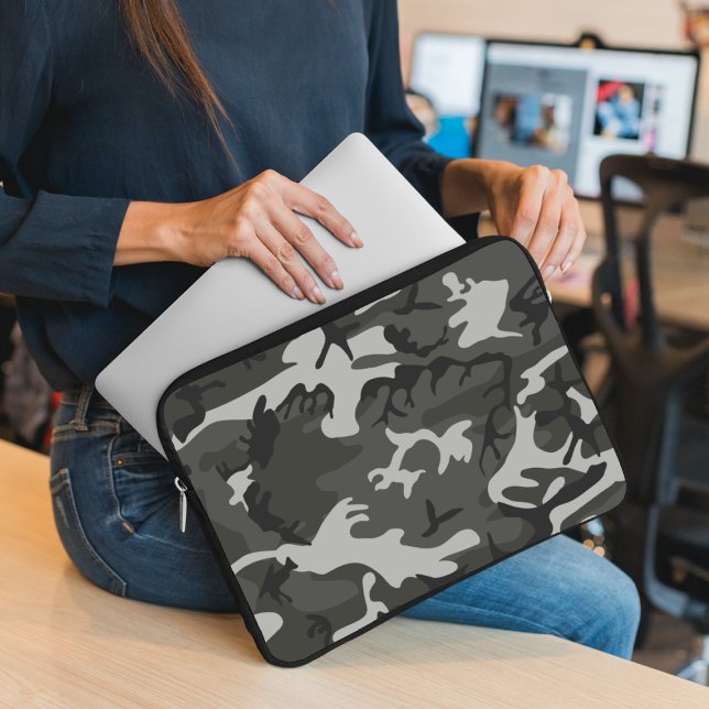 Gray Camouflage Pattern, Military Pattern, Army Laptop Sleeve (Creator Uploaded)