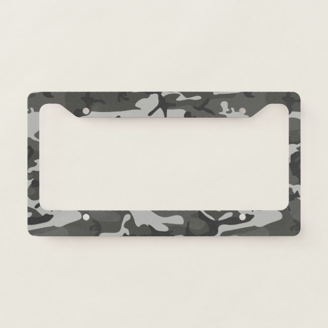 Gray Camouflage Pattern, Military Pattern, Army License Plate Frame (Front)