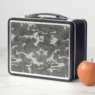 Gray Camouflage Pattern, Military Pattern, Army Metal Lunch Box