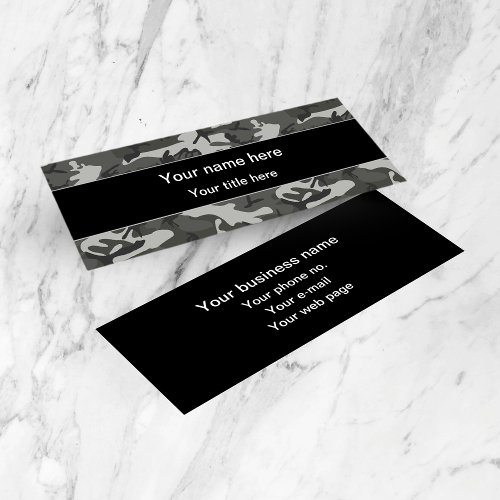 Gray Camouflage Pattern Military Pattern Army Mini Business Card