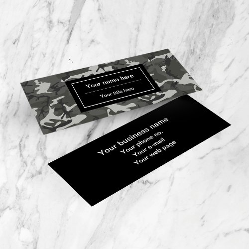 Gray Camouflage Pattern Military Pattern Army Mini Business Card