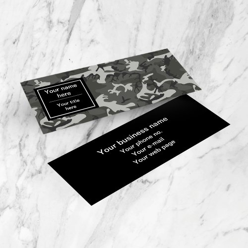 Gray Camouflage Pattern Military Pattern Army Mini Business Card