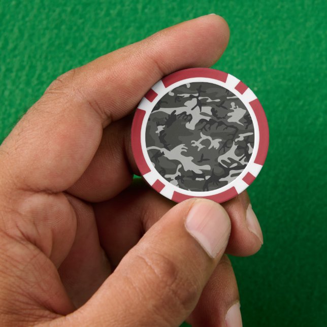 Gray Camouflage Pattern, Military Pattern, Army Poker Chips (Hand)