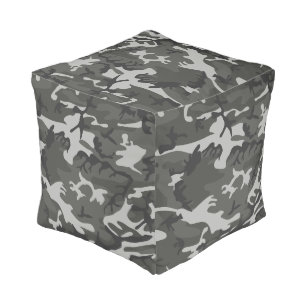 Gray Camouflage Pattern, Military Pattern, Army Pouf