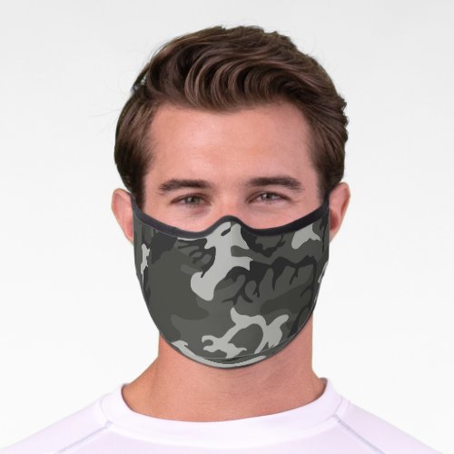 Gray Camouflage Pattern Military Pattern Army Premium Face Mask
