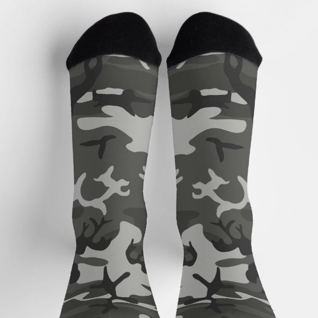 Gray Camouflage Pattern, Military Pattern, Army Socks (Top)
