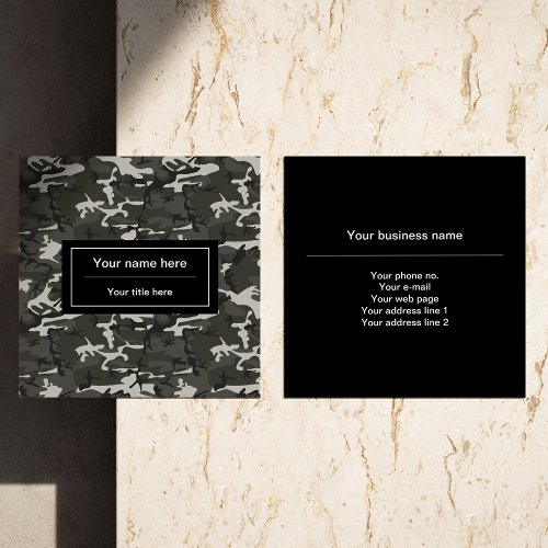 Gray Camouflage Pattern Military Pattern Army Square Business Card