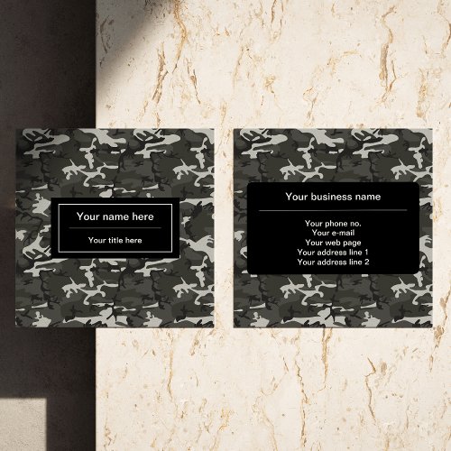 Gray Camouflage Pattern Military Pattern Army Square Business Card