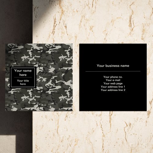 Gray Camouflage Pattern Military Pattern Army Square Business Card