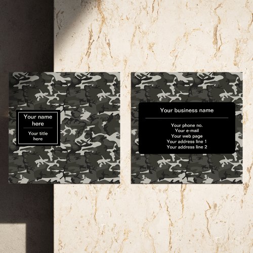 Gray Camouflage Pattern Military Pattern Army Square Business Card