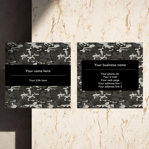 Gray Camouflage Pattern Military Pattern Army Square Business Card