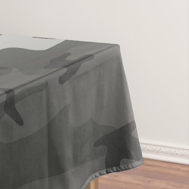 Gray Camouflage Pattern, Military Pattern, Army Tablecloth (In Situ)