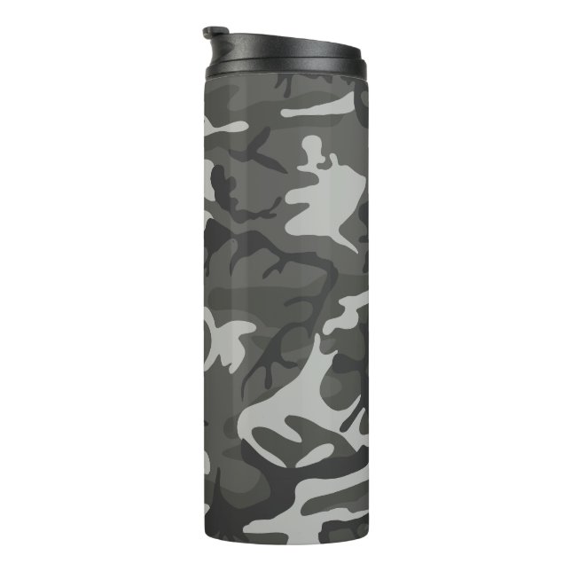 Gray Camouflage Pattern, Military Pattern, Army Thermal Tumbler (Rotated Right)