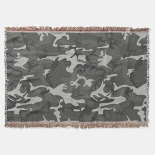Gray Camouflage Pattern, Military Pattern, Army Throw Blanket