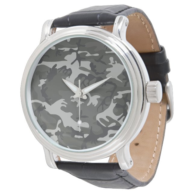 Gray Camouflage Pattern, Military Pattern, Army Watch (Angled)
