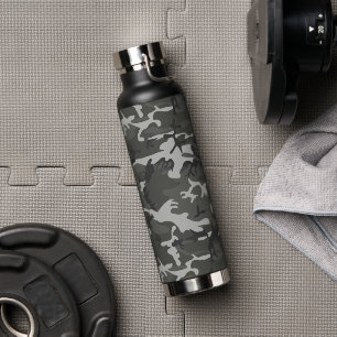 Gray Camouflage Pattern, Military Pattern, Army Water Bottle