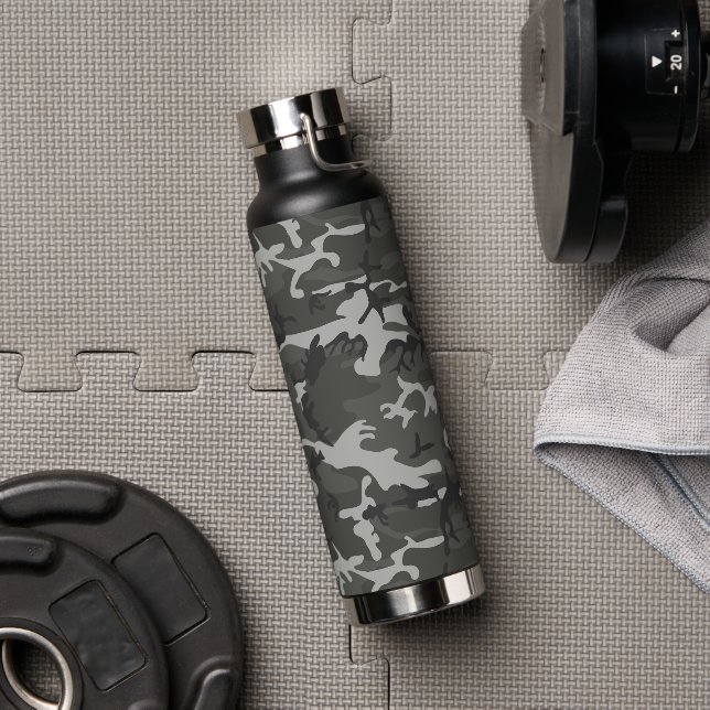 Gray Camouflage Pattern, Military Pattern, Army Water Bottle (Gym)