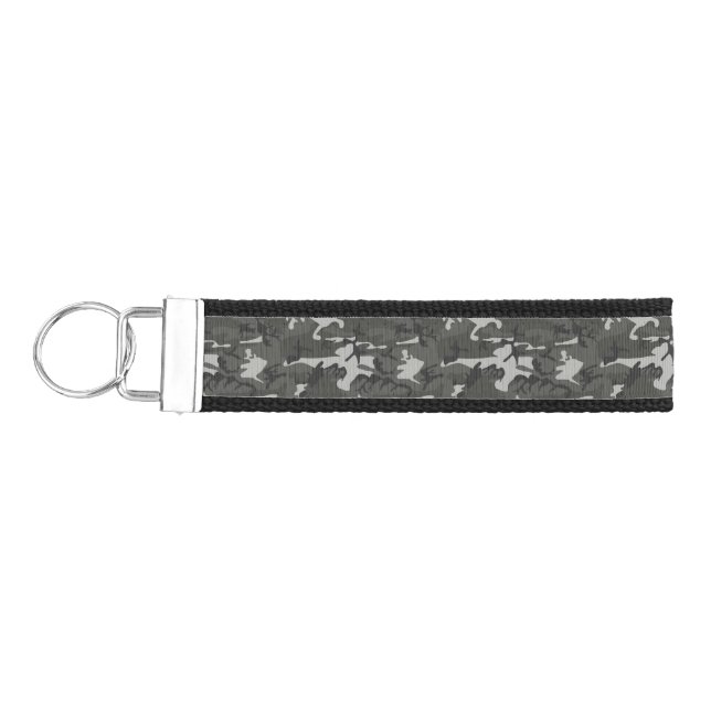 Gray Camouflage Pattern, Military Pattern, Army Wrist Keychain (Keys on Left)