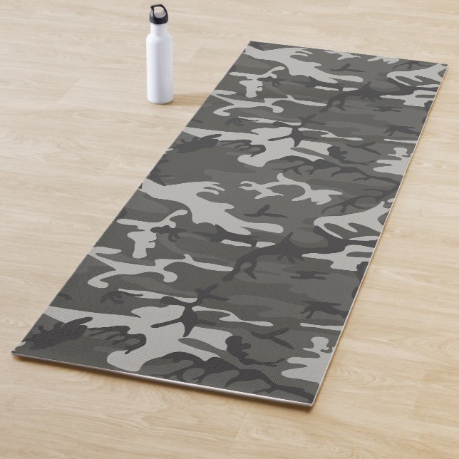 Gray Camouflage Pattern, Military Pattern, Army Yoga Mat (In Situ)