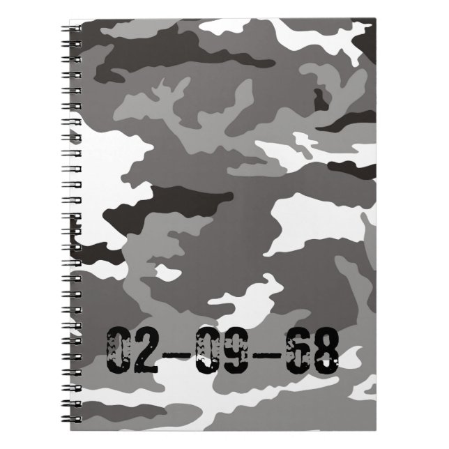Gray camouflage pattern notebook (Front)