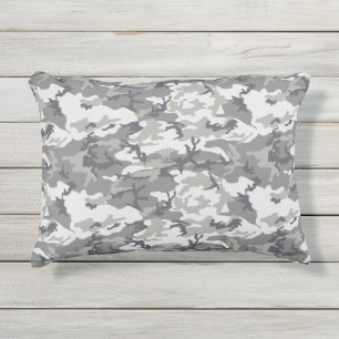 Gray Camouflage Pattern Outdoor Pillow