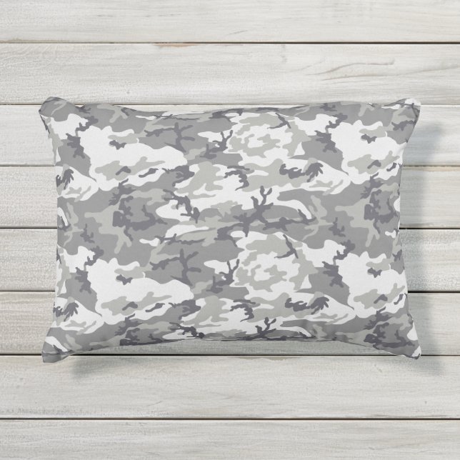 Gray Camouflage Pattern Outdoor Pillow (Front)