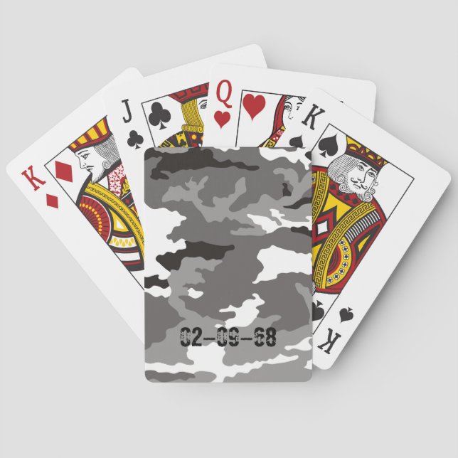 Gray camouflage pattern poker cards (Back)