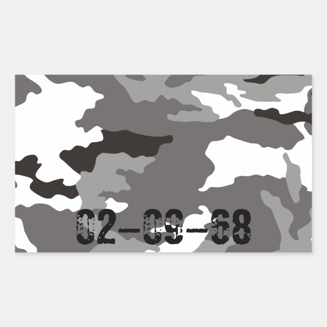Gray camouflage pattern rectangular sticker (Front)