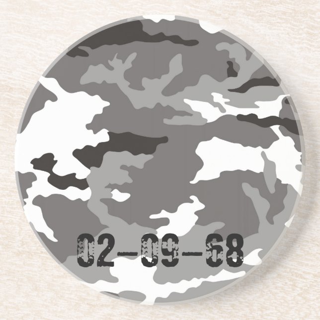 Gray camouflage pattern sandstone coaster (Front)