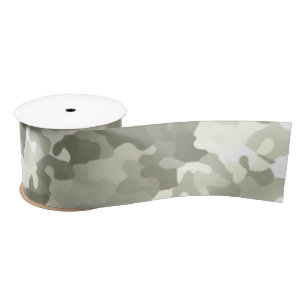 Gray Camouflage Pattern Satin Ribbon